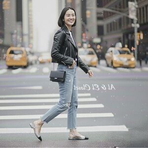 Marc Fisher DELA2 Silver & Black Cap Toe Slingback Flats Women’s 8M New with Box